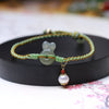 Handmade Hetian Jade Bracelet with Rabbit, Lotus and Fortune Charm