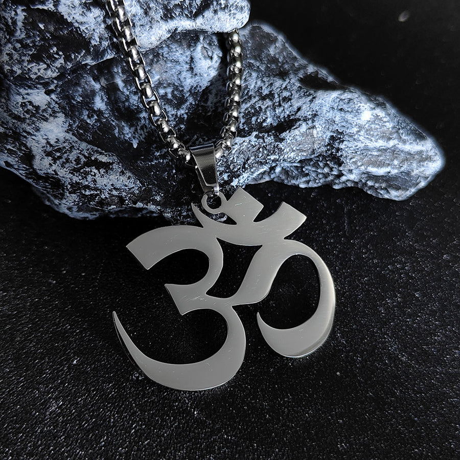 Om Symbol Necklace or Keychain, Stainless Steel Pendant