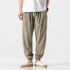 Men's Linen Blend Pants with Drawstring and Pockets
