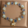 Blue Agate Bracelet with Rocking Horse Charm and Glow Glass Beads
