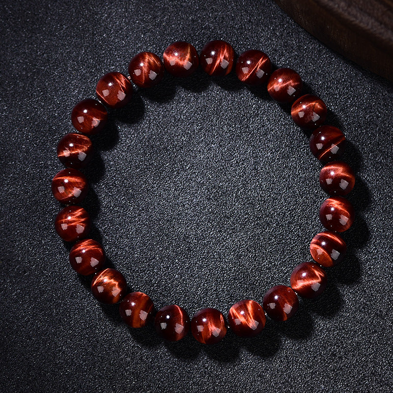 Natural Red Tiger Eye Bead Bracelet, Lightning Pattern