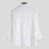 Men's Solid Color Half Button Long Sleeve Cotton Shirt