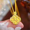 Four Leaf Copper Coin Pendant Necklace, Gold-Tone