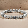 Natural Stone Bead Bracelet with Hematite Charm