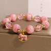 Cherry Blossom Glass Bracelet with Horse or Gourd Charm