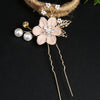 Handmade Floral Hair Comb and Pin Set with Clear Quartz