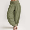 Women's Harem Pants Solid Color Cotton Elastic Waist Loose Fit Casual Trousers