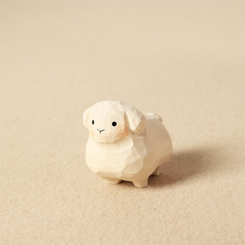 Wooden Sheep Keychain with Beads and Mantra