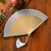 Chinese Style Bamboo Folding Fan with Silk Leaf and Tassel