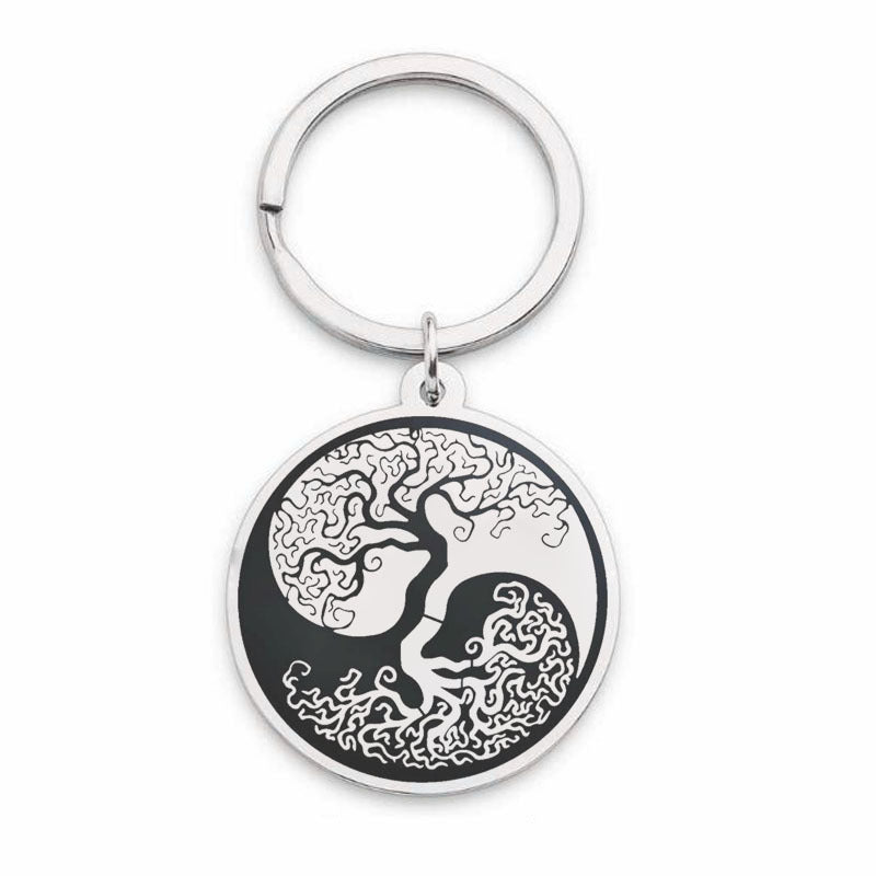 Tree of Life Yin Yang Stainless Steel Necklace Pendant