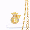 Gold-Tone Fortune Money Bag Necklace with Fu Character