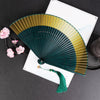 Cranes Auspicious Clouds Solid Color Gradient Handheld Bamboo Folding Fan
