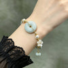 Jade Peace Buckle Bracelet with Flower Charm