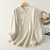 Cotton Linen Frog Button Shirt Long Sleeve