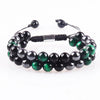 Tiger Eye Black Agate Evil Eye Double Row Bracelet
