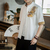 Men's Chinese Dragon Embroidery Cotton Linen Shirt