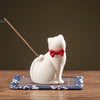 Ceramic Cat Incense Burner Cute Animal Decoration