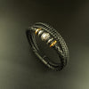 Leather Layered Steel Balance Braided Bracelet