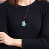 Chinese Zodiac Jade Pendant Necklace Blue Water Horse Luck Rope