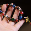 Handmade Incense Ash Glass Bead Bracelet with Charms