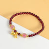 Garnet Bracelet with Gold-Tone Charm, Handwoven Beaded Jewelry