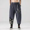 Men's Harem Pants with Pockets, Cotton Linen Casual Trousers