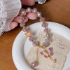 Pink Butterfly Liuli Glass Charm Bracelet