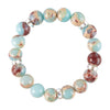 Zebra Jasper Bead Bracelet with Crystal Accents
