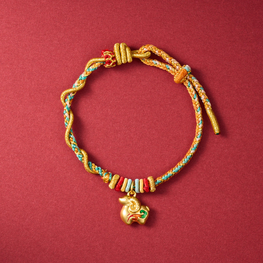 Sheep Charm Braided Red String Bracelet for Year of the Goat