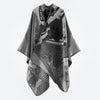 Koi Fish Pattern Poncho Shawl, Warm Faux Cashmere Wrap