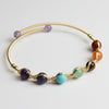 Gold-Tone Wire Wrapped Gemstone Bead Bangle Bracelet