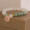 White Agate Jade Flower Charm Luck Protection Bracelet