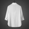 Men's Linen V-Neck Three Quarter Sleeve Shirt
