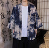 Men's Printed Open Front Kimono Jacket, Half Sleeve
