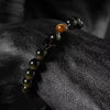 Black Obsidian Beaded Bracelet with Geometric Charm