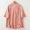 Women's Half Sleeve Shirt Cotton Linen Button Down Top