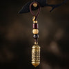 Heart Sutra Copper Key Chain with Woven Cord