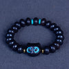 Ebony Wood Cat Bracelet with Liuli Glass Eyes