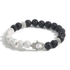 Hamsa Hand Lava Rock Bracelet with Natural Stone Beads