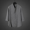 Men's Linen V-Neck Three Quarter Sleeve Shirt