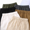 Men's Solid Color Ramie Linen Drawstring Cropped Pants With Pockets