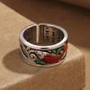 Blue Enamel Koi Fish Heart Sutra Success Ring