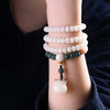Star Moon Bodhi Seed Lotus Jade Double Wrap Bracelet