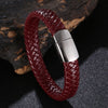 Braided Leather Bracelet with Stainless Steel Clasp
