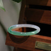 Green and White Agate Bangle Bracelet, 8mm Round Bar