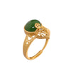 Gourd Ring with Green Jade and Gold Plating