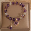 Amethyst Crystal Four Leaf Clover Spiritual Bracelet