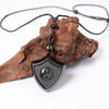 Black Obsidian Shield Pendant Necklace with Yin Yang or Cross