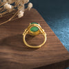 Green Jade Fortune Ring, Adjustable Silver Gemstone Jewelry