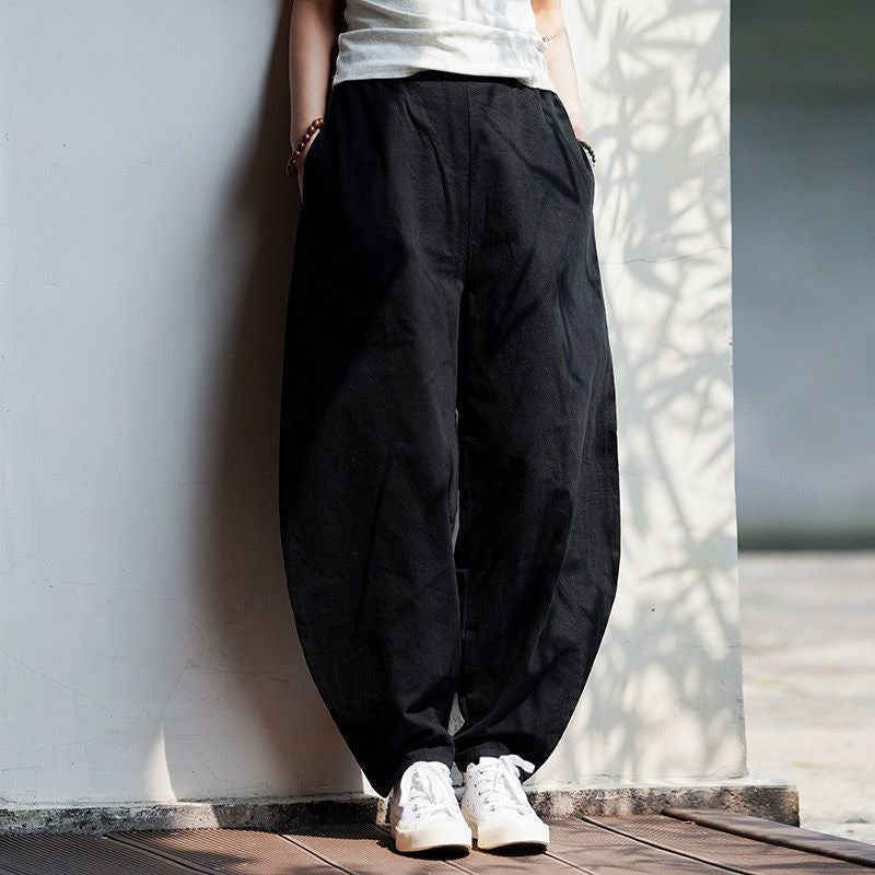 Men's Harem Pants: Cotton Linen Wide Leg Trousers